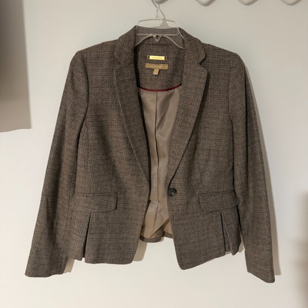 Talbots Gray Italian Wool Tweed Suit Jacket Blazer - Size 2